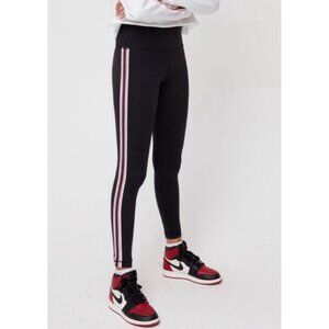 TNA by Aritzia Black + Red/White Striped Atmosphere High-Waist Leggings Size XS